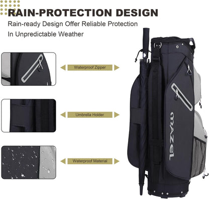 MAZEL Golf Cart Bag with 7-Way Full Length Dividers Top and 9 Pockets,Lightweight Golf Club Bag for Men & Women