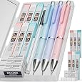 Four Candies Cute Mechanical Pencil Set, 6-Pack 0.5/0.7mm with Lead Refills and Erasers, Multicolor