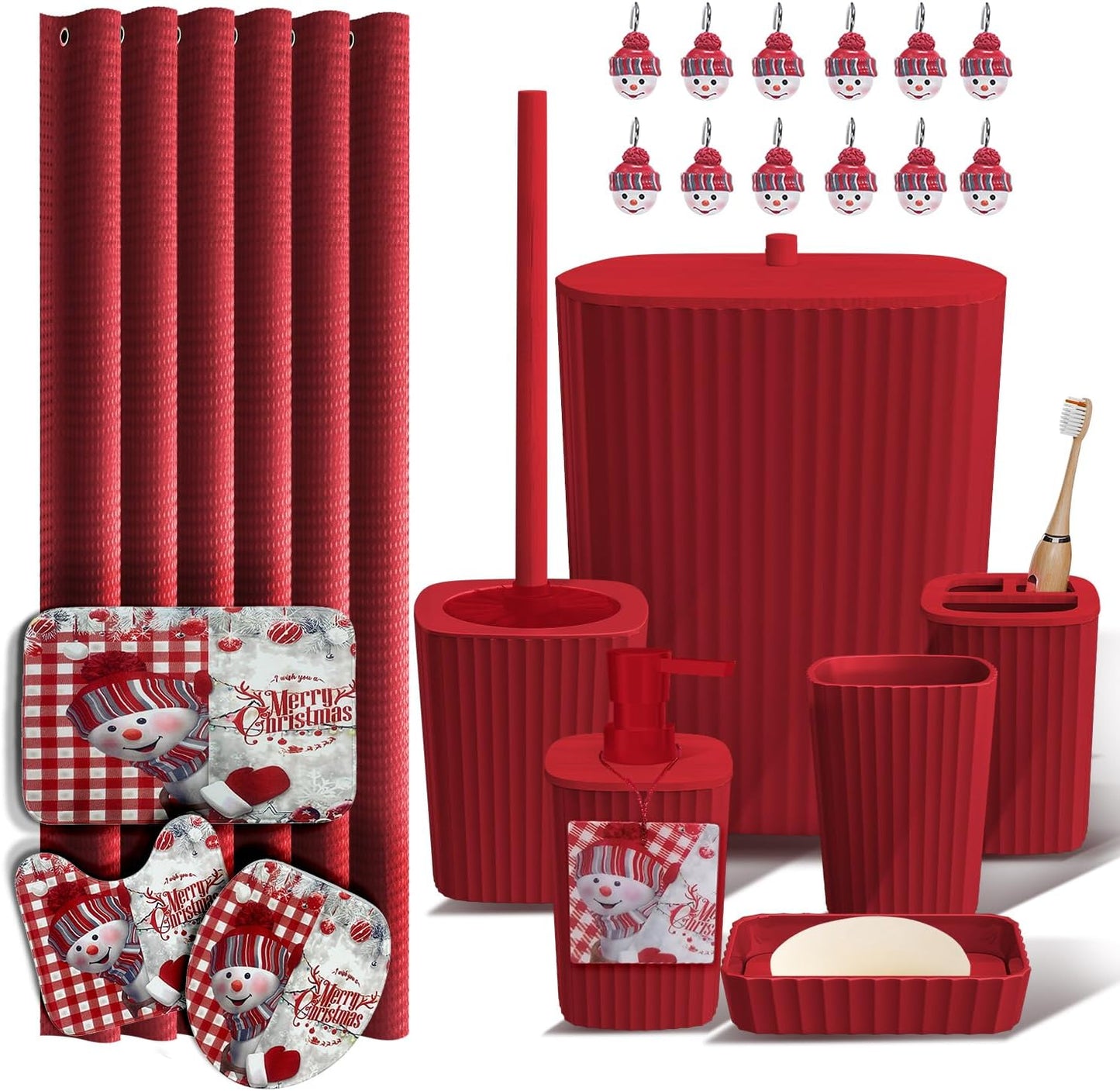 Clara Clark Black Bathroom Set, Shower Curtain Set, Bathroom Accessory Set