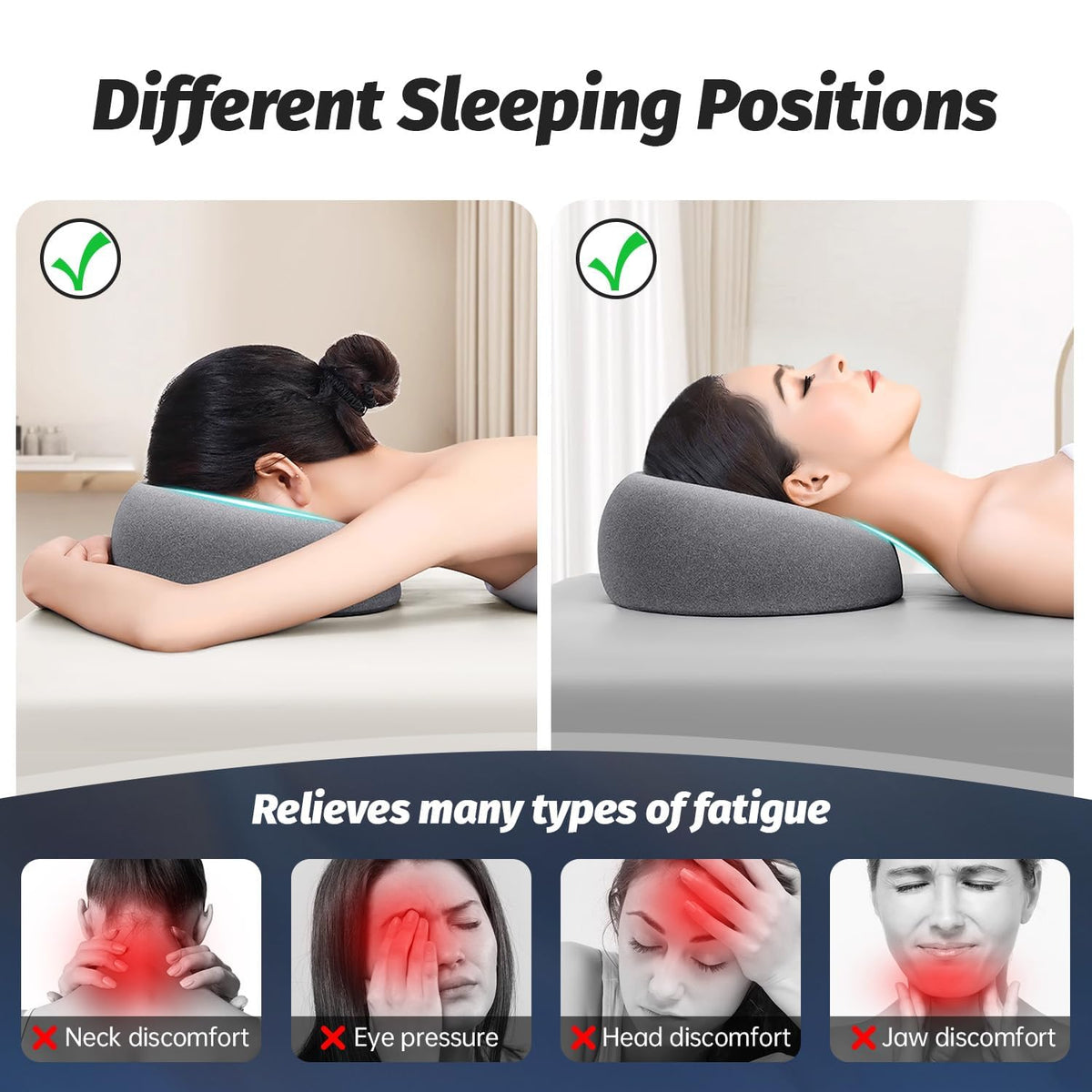 xiaomubiao Face Down Pillow for Massage Table, Memory Foam Face Cradle for Bed & Stomach Sleeping, Breathable Prone Rest Pillow with Removable Washable Cover, Gray