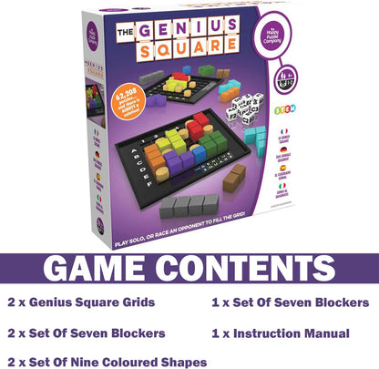 The Genius Square by The Happy Puzzle Company, STEM Puzzle Game for 1-2 Players, 62,208 Possible Solutions, Ages 6 to Adult