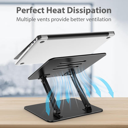 Gogoonike Adjustable Laptop Stand for Desk, Metal Laptop Riser Holder, Portable Foldable Desktop Book Stand, Ventilated Cooling Computer Notebook Stand for 10-15.6" Laptops & Tablets