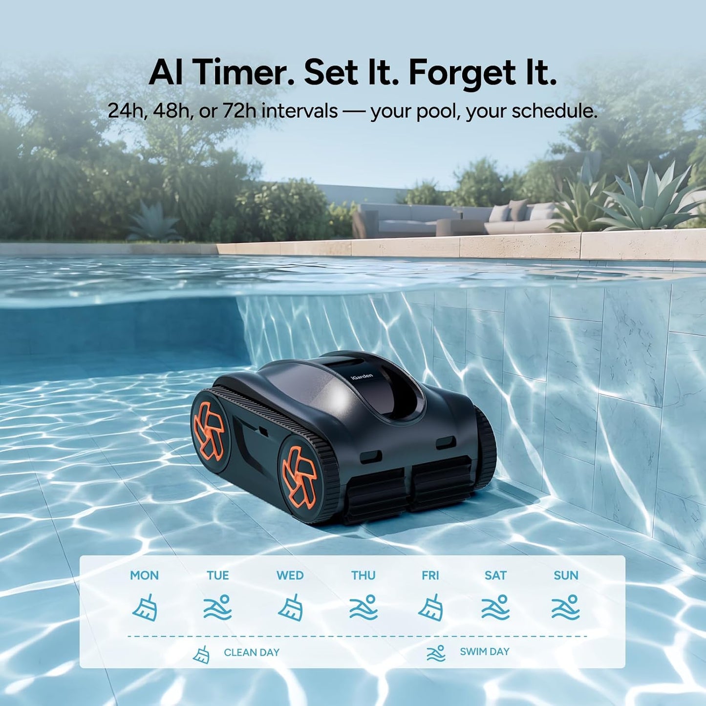 iGarden K Series Cordless Robotic Pool Vacuum – 22,000 LPH Turbo Suction, 7H Runtime, Smart Navigation