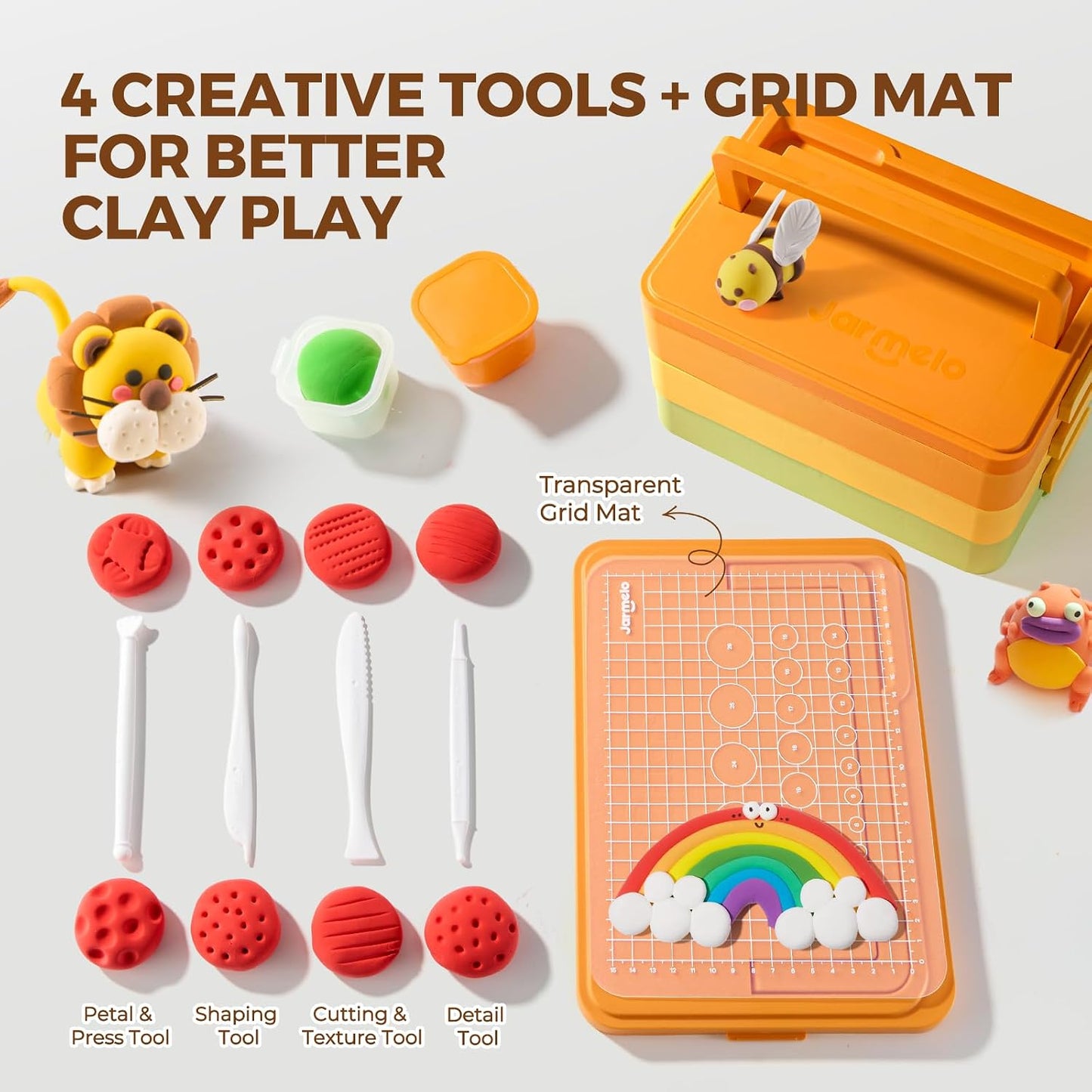 Jar Melo Air Dry Clay for Kids 36 Colors Modeling Clay Kit with Storage Box
