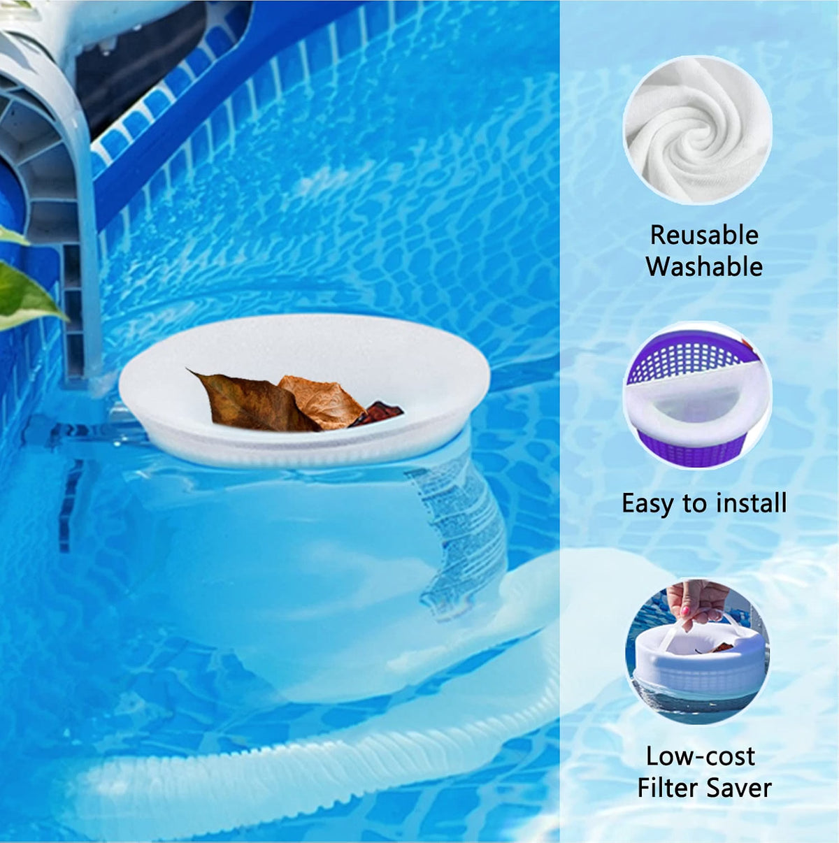 WISHDIAM 40-Pack Pool Skimmer Socks, Fine Mesh Filter Basket Socks for In-Ground & Above-Ground Pools, Hot Tub Filter Socks for Catching Leaves, Hair & Debris