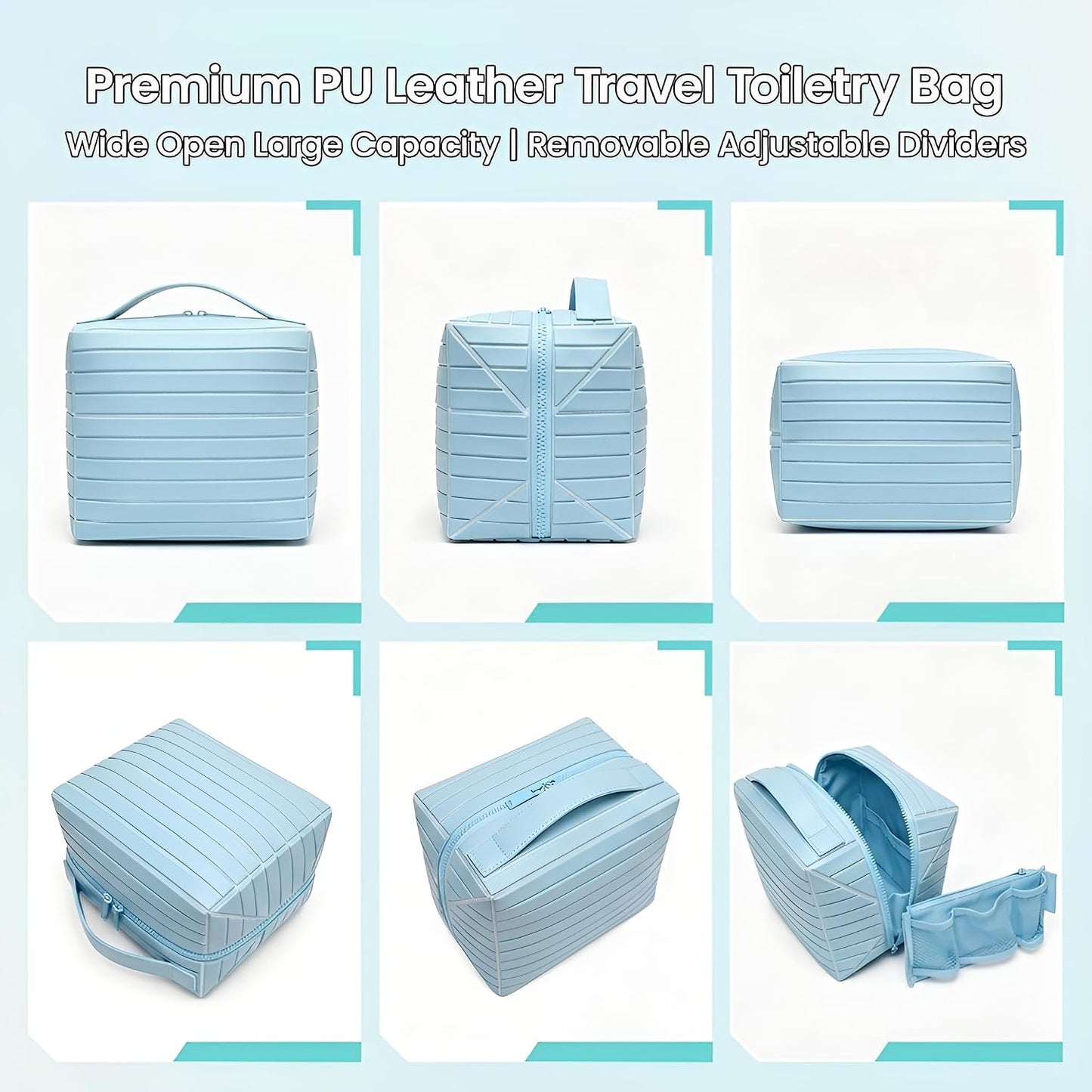 HyperionFlo Essentials Fold-Down Standing Makeup Bag Travel Toiletry Organizer
