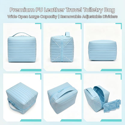 HyperionFlo Essentials Fold-Down Standing Makeup Bag Travel Toiletry Organizer