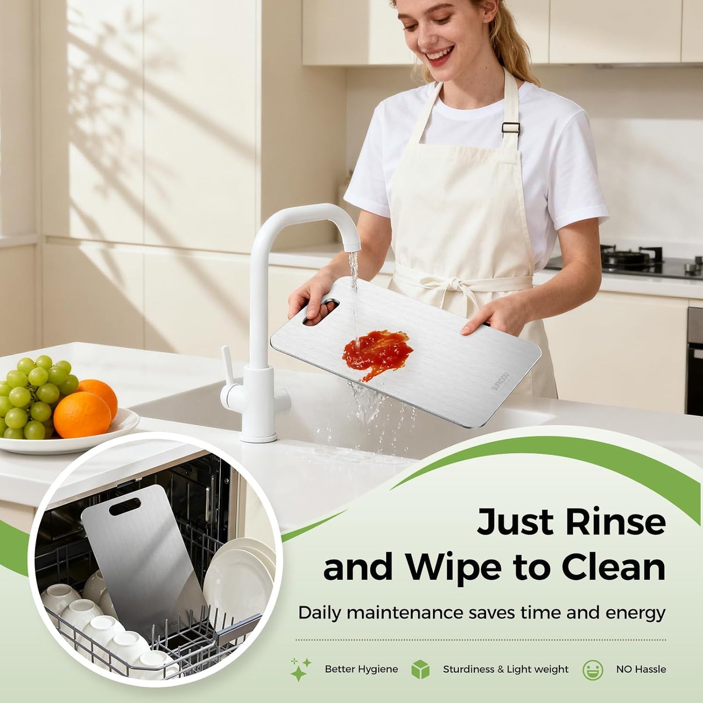 Titanium Cutting Board Set of 3, 100% Double-Sided Titanium Cutting Boards for Kitchen, Dishwasher Safe Non-Toxic Chopping Boards for Meat, Vegetables, Fruits, Raw and Cooked Food Prep (M+L+XL）
