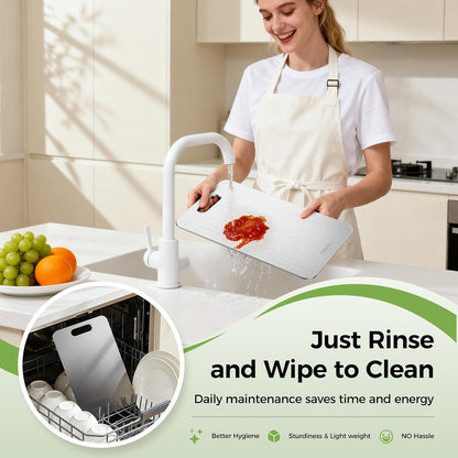 Titanium Cutting Board Set of 3, 100% Double-Sided Titanium Cutting Boards for Kitchen, Dishwasher Safe Non-Toxic Chopping Boards for Meat, Vegetables, Fruits, Raw and Cooked Food Prep (M+L+XL）