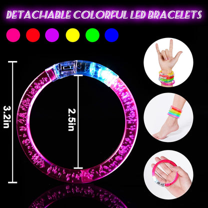 Mikulala Glow in the Dark LED Party Bracelets, 36-Pack Light-Up Party Favors with Flashing Lights, Multicolor Glow Sticks for Kids & Adults, Birthday, Halloween & Carnival