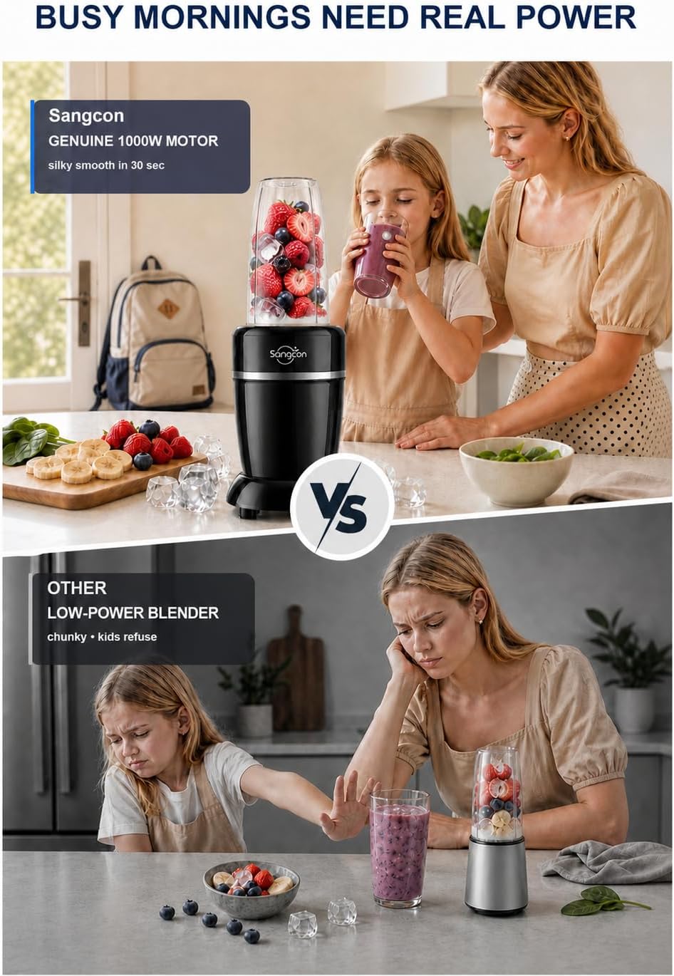 Sangcon 1000W Personal Blender with 3 BPA-Free Cups