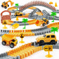 TGJH Construction Race Car Track Set for Kids, 220+ Piece Flexible Engineering Toy with 2 Electric Cars and 3 Construction Trucks, DIY Building Track Playset for Ages 3–7