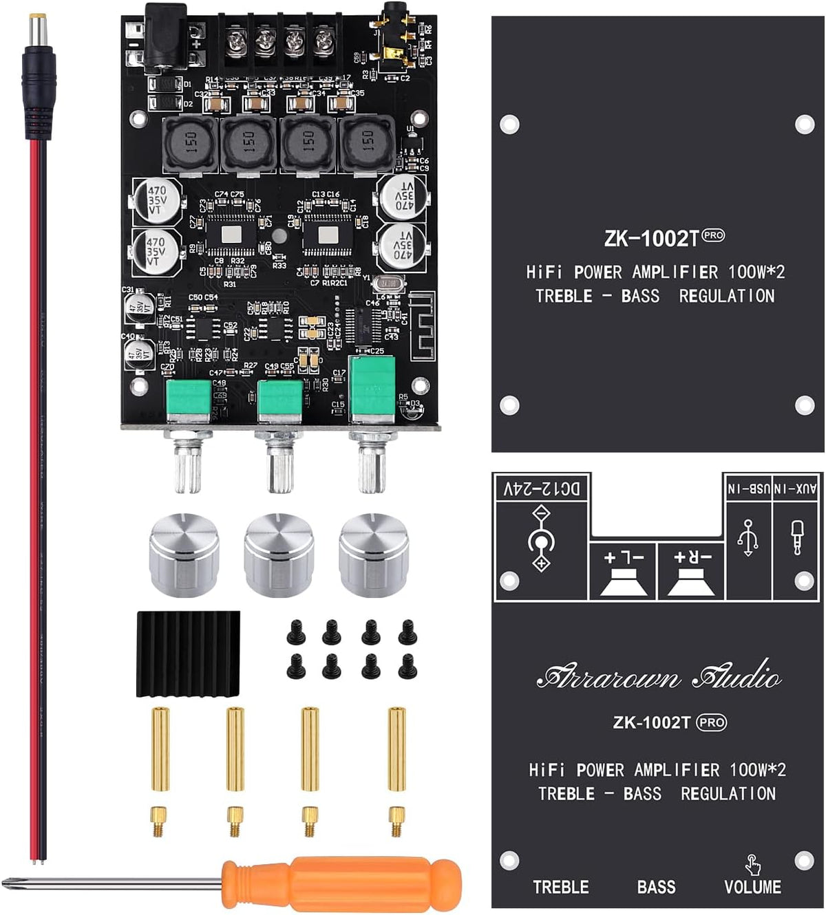 ZK-1002T RPO 2.0 Channel Bluetooth 5.0 Amplifier Board 200W AMP