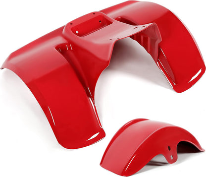 KUAFU Front & Rear Fender Kit Compatible with 1978-1985 Honda ATC70 Mudguard Mud Flaps Fender Protector Red 2PCS