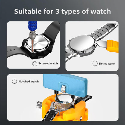 JOREST Watch Repair Kit for Battery Replacement, Link Removal & Strap Resizing, Watch Back Opener, Spring Bar Tool, Screwdriver & Case Holder Set
