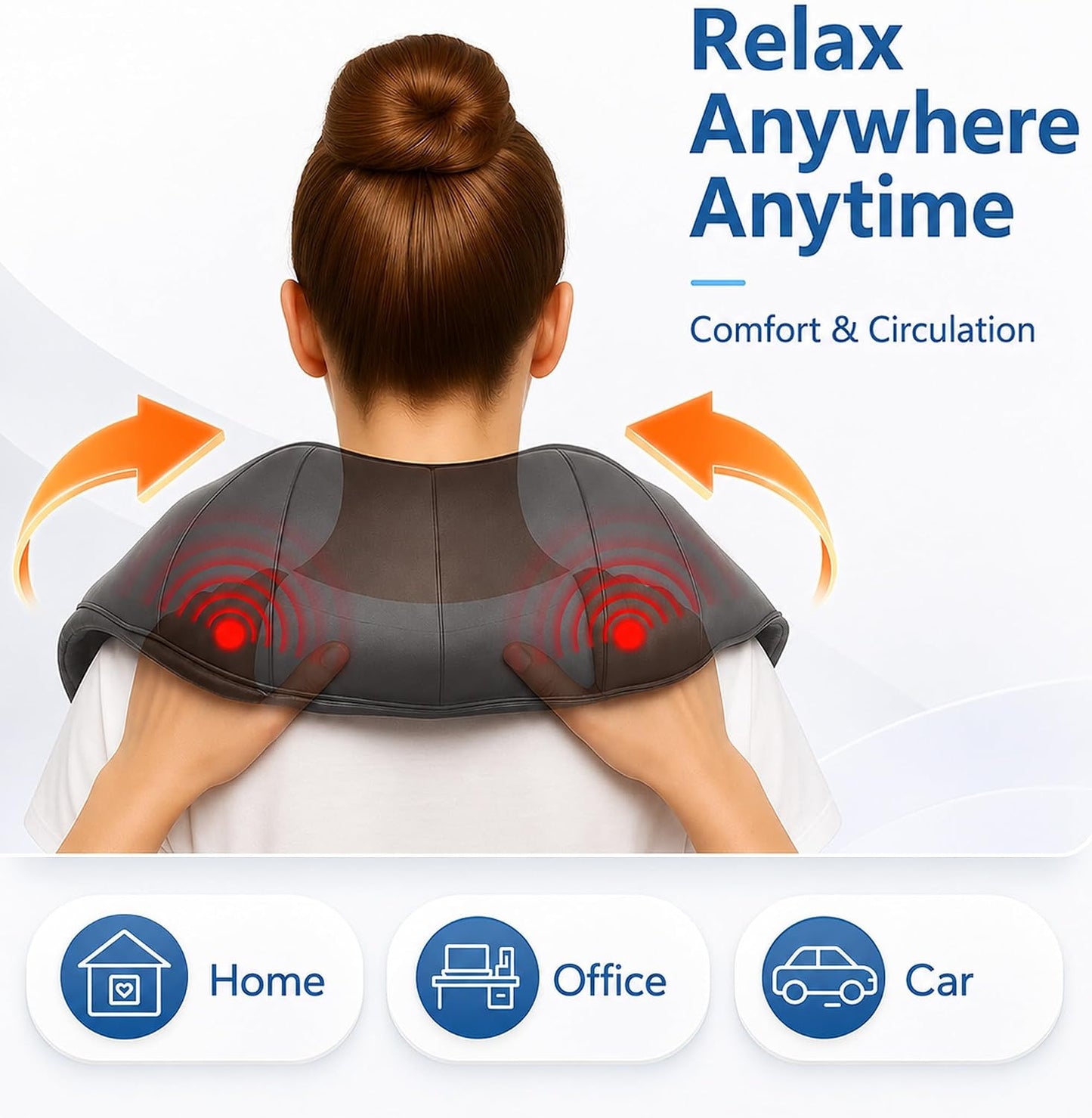 Neck Massager for Pain Relief Deep Tissue with Heat, Gifts for Women Men Shiatsu Back and Shoulder Massage, Mothers Day Gifts for Mom Wife, Christmas, Fathers Day Dad Gifts for Husband, NOT Cordless