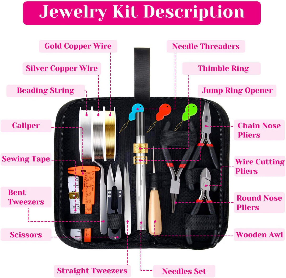 shynek 1857-Piece Jewelry Making Supplies Kit for Adults, Jewelry Making Tools with Pliers, Earring Hooks, Wires, Chains, Findings & Helping Hands for Crafts, Repair & DIY Projects