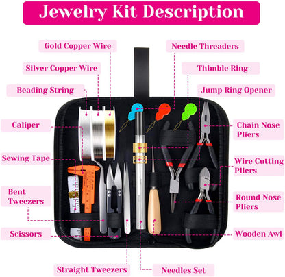 shynek 1857-Piece Jewelry Making Supplies Kit for Adults, Jewelry Making Tools with Pliers, Earring Hooks, Wires, Chains, Findings & Helping Hands for Crafts, Repair & DIY Projects