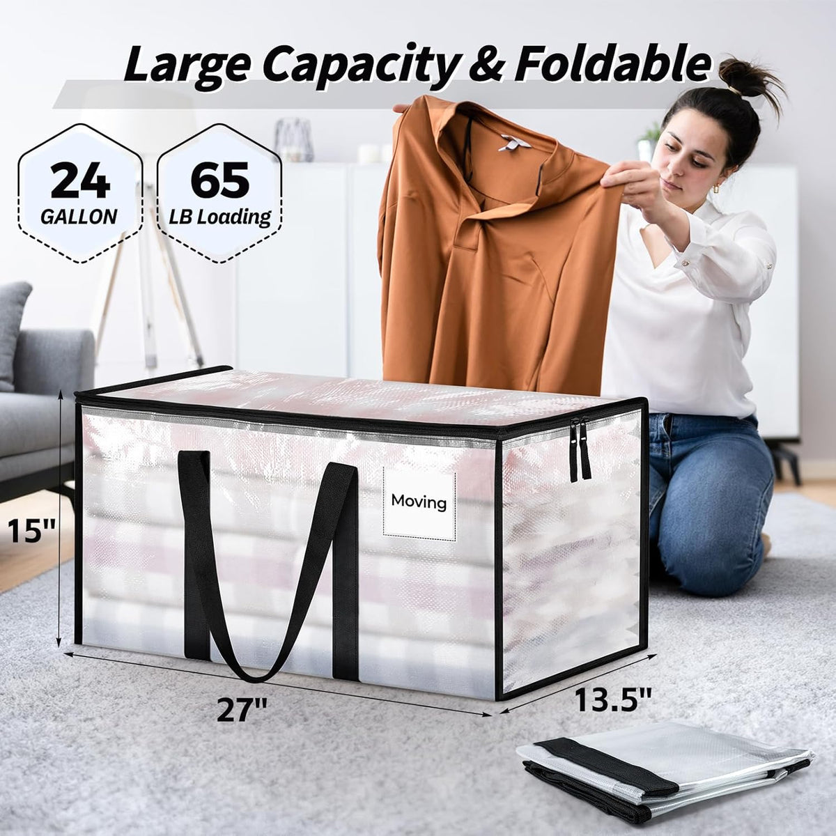ukeetap 8 Pack Extra Large Clothes Storage Bins with Lids, Clear