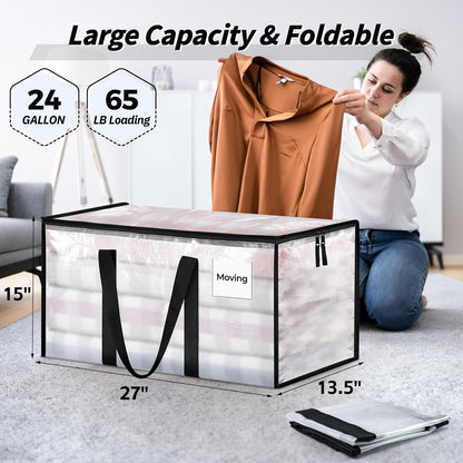 ukeetap 8 Pack Extra Large Clothes Storage Bins with Lids, Clear