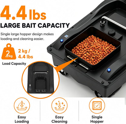 Poggyyi RC Fishing Bait Boat with GPS Positioning, 1968.5 ft Remote Control, 4.4 lb Loading Capacity, 5200mAh Rechargeable Battery, LED Night Lights, Carrying Bag