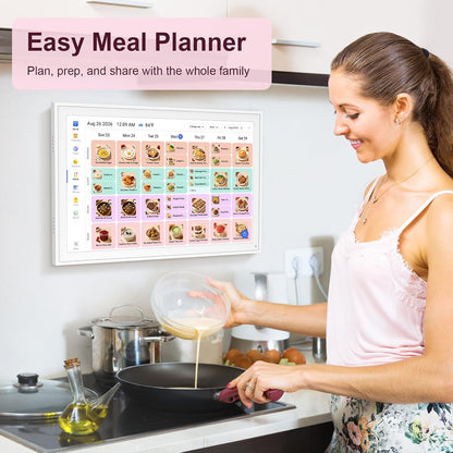 Digital Calendar, 16inch Smart WiFi Electronic Calendar&Chore Chart, IPS Touch Screen HD Display for Family Schedules, Share Moments Instantly from Anywhere (White)