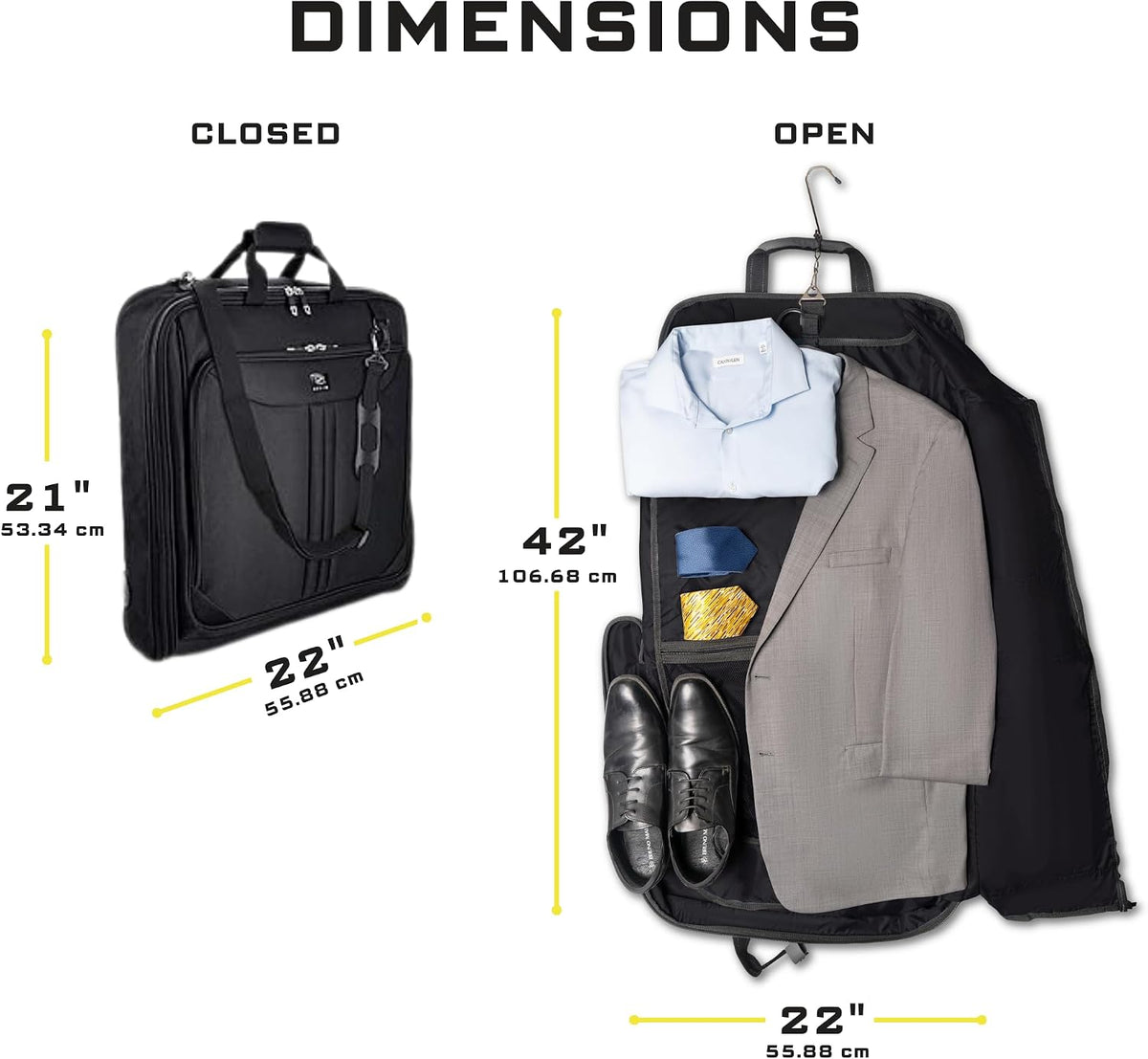 ZEGUR Premium Travel Garment Bag | Carry-On Suit & Dress Bag with Shoulder Strap, Laptop Sleeve & Shoe Pocket