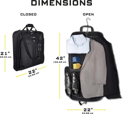 ZEGUR Premium Travel Garment Bag | Carry-On Suit & Dress Bag with Shoulder Strap, Laptop Sleeve & Shoe Pocket