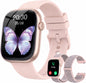 KIPTUMTEK T7 Smart Watch for Women, 1.83" HD Touch Screen, Bluetooth Calling, Fitness & Health Tracker, 2 Bands, Pale Pink