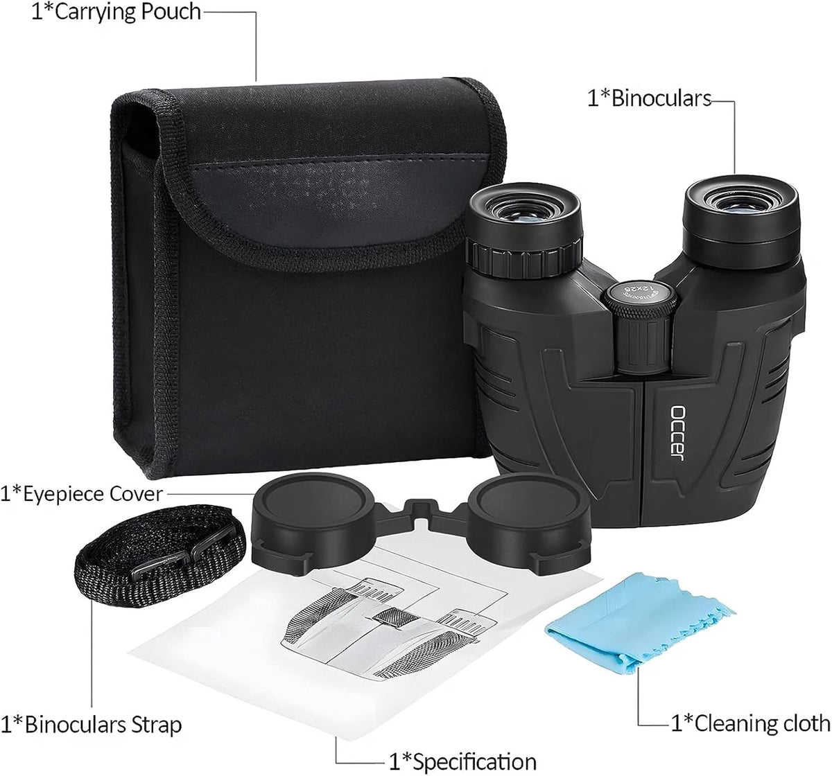occer 12x25 Compact Binoculars for Adults and Kids