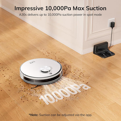 ILIFE A30s Robot Vacuum, 10000Pa Max Suction LiDAR Navigation, Home Mapping, No-Go Zone, 150 Mins, App, Voice and Remote Control, for Hard Floor, Carpet and Pet Hair