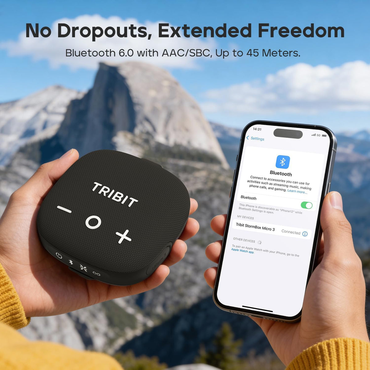 Tribit StormBox Micro 3 Portable Bluetooth Speaker, 13W, IP68 Waterproof Bike Speaker, BT6.0, 24H Playtime, Magnetic & Strap, XBass, Custom EQ, Wireless, TWS Pairing, Outdoor, Home, Cycling, Black