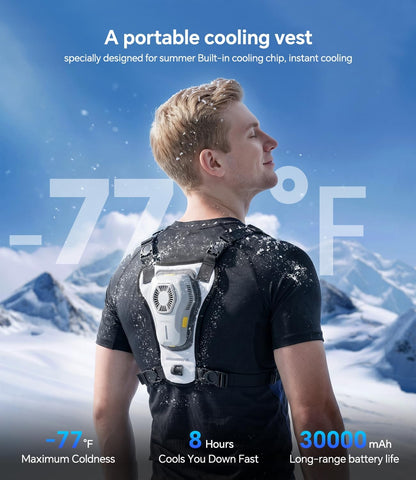 THEKUKU Cooling Vest with 30000mAh Power Bank, Portable Cooling Jacket for Men Women, Wearable Fan for Construction, Cosplay, Fishing and Outdoor Work-Black