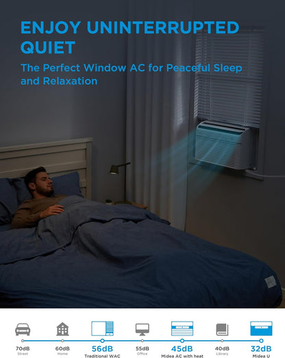 Midea 12,000 BTU Window Air Conditioner with Heat, 550 Sq Ft Smart Inverter Control, Energy Star Rated, Quiet Operation, Electronic Control, Remote, Heat and Dehumidifier Function