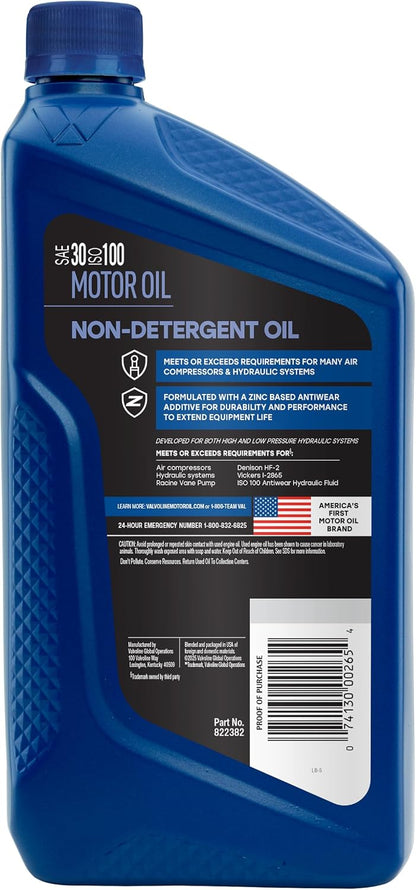 Valvoline Daily Protection Non-Detergent SAE 30 Conventional Motor Oil, 1 Quart Bottles, Case of 6, For Cars, Trucks & Equipment