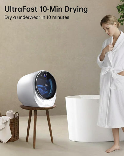 Morus Portable Dryer for Clothes with 8 Modes, 1200W Mini Dryer with Stainless Steel Drum, No Installation Required, Wrinkle and Pet Hair Remover, Luxury Towel Warmer, for Apartments, Dorm, RV
