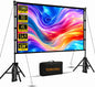 TOWOND 120-Inch Outdoor Projector Screen with Stand, 16:9 Portable HD Foldable Movie Screen, 4K/1080P Front & Rear Projection Screen with Carry Bag, Wind Anchor Kit