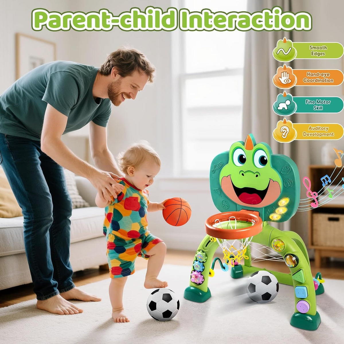 Marstone 2-in-1 Toddler Basketball & Soccer Activity Toy, Ages 1-3