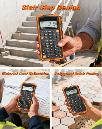 Construction Calculator with Writing Tablet Industrial & Scientific ROATEE Engineering Calculator for Contractor, Concrete Pocket Feet-inch-Fraction Calculators for Carpenter, Framer, Remodeler