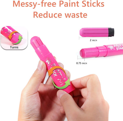 TBC The Best Crafts Paint Sticks for Kids Ages 2-8, 12 Classic Colors, Washable Non-Toxic Tempera Paint Sticks, Fast-Drying Art Supplies for Paper & Wood