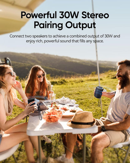 Portable Bluetooth Speaker, IPX5 Waterproof Outdoor Wireless Speaker with LED Lights, Bluetooth 5.3, 15W Sound, TWS Pairing & 15-Hour Battery