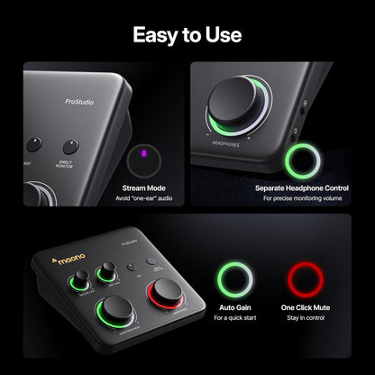 MAONO P1 USB Audio Interface with 70dB Gain for PC, Phone, iPad & Guitar