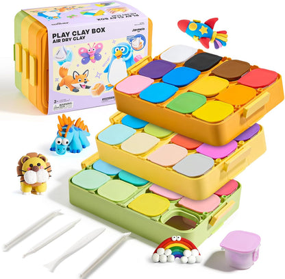 Jar Melo Air Dry Clay for Kids 36 Colors Modeling Clay Kit with Storage Box