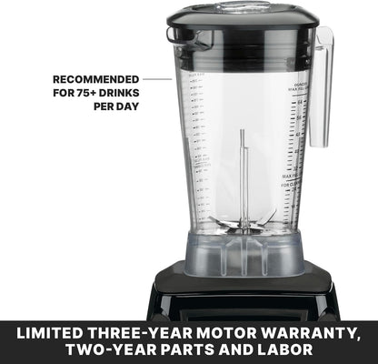 Waring Commercial MX1000XTX 3.5 HP Blender with Paddle Switches, Pulse Feature and a 64 oz. BPA Free Copolyester Container, 120V, 5-15 Phase Plug, Black
