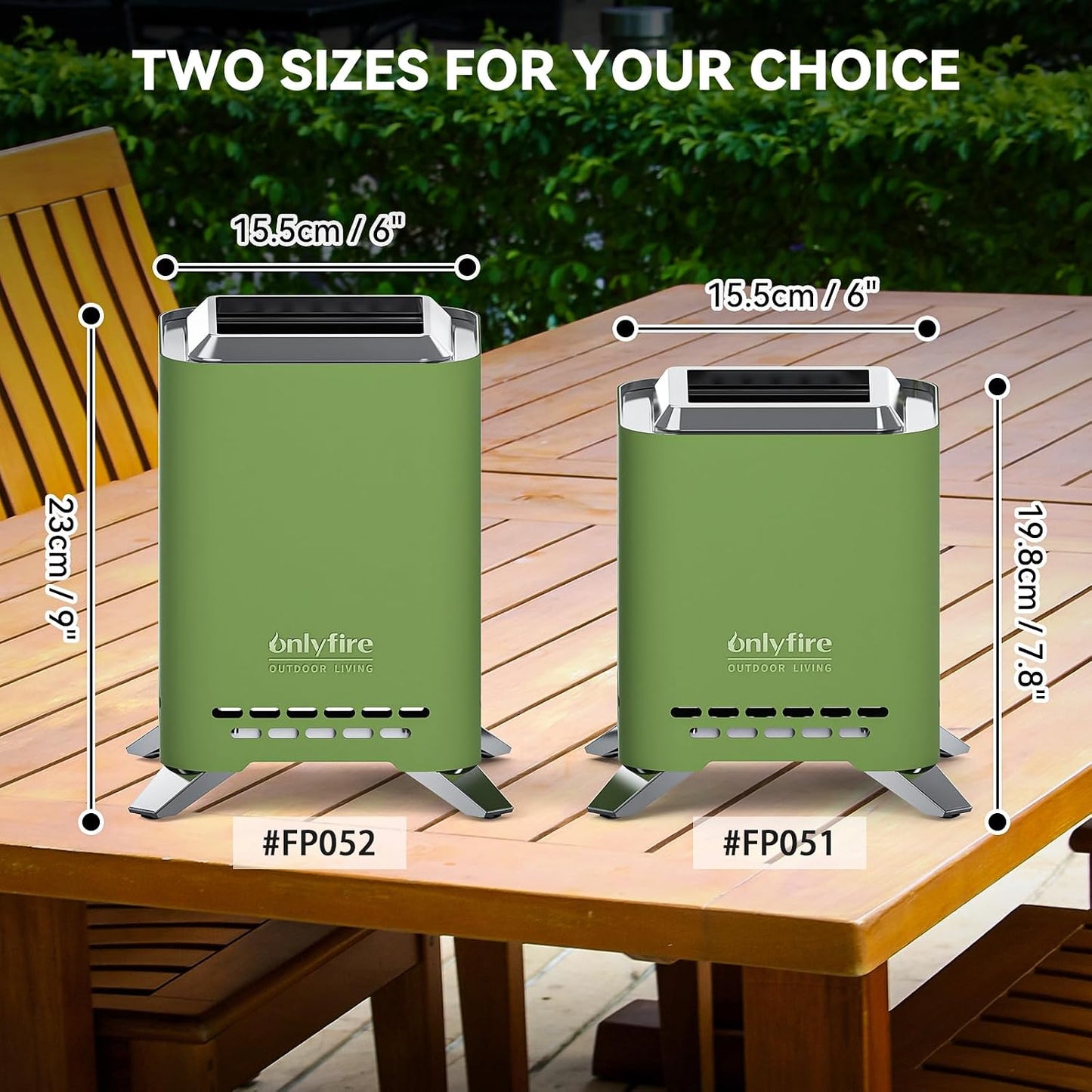 2-in-1 Wood Burning Fire Pit with Pot Rack, 7.8" Tabletop Fireplace, Green Portable Stainless Steel Camp Stove with Carry Bag for Camping, Patio, Backyard, RV & Tailgating, Smokeless Firepit, FP051