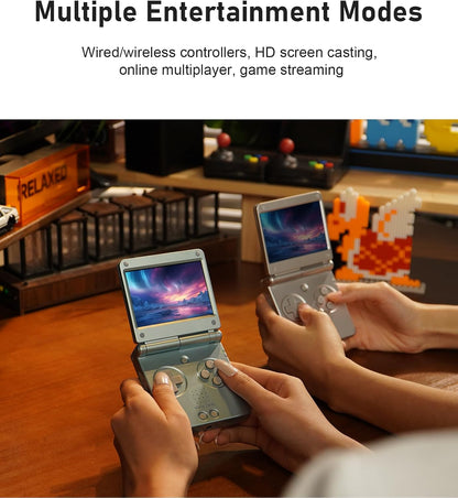 RG SP Flip Retro Handheld Game Console for Commute Travel 30+ Game Emulator Linux 16GB Support 2.4G/wired/BT Controller HDMI Wi-Fi Multiplayer 3.4 IPS 3300mAh NO Preloaded Game RG SP Silver Visit the Ayhgicxt Store