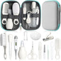 WXA 14-in-1 Baby Grooming Kit for Newborns, Infant Safety Care Set with Hair Brush, Comb, Nail Care Tools, Nasal Aspirator, Medicine Dropper & Portable EVA Case, Gray & White