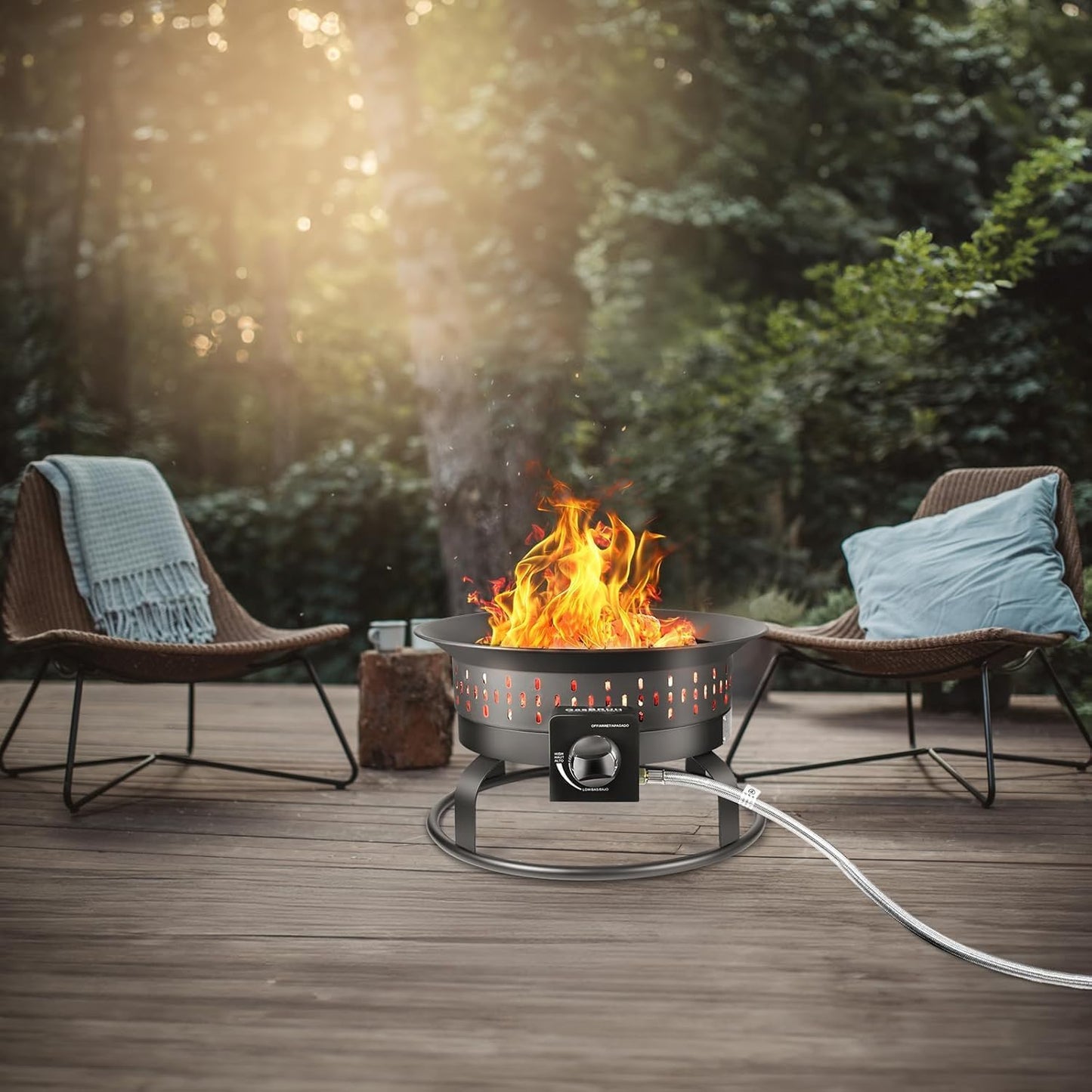 GasBRUH 19″ Outdoor Portable Propane Fire Pit with Cover&Carry Kit,60,000 BTU Smokeless Gas Firebowl,Outdoor Fireplace,Camping Propane Firepit,Portable Gas Fire Pits for Outside Patio,Camp,RV