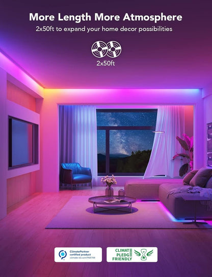 Govee 100ft RGBIC LED Strip Lights, Work with Alexa and Google Assistant LED Lights for Bedroom, WiFi App Control Segmented DIY Multiple Colors, Color Changing Light for Home Decor