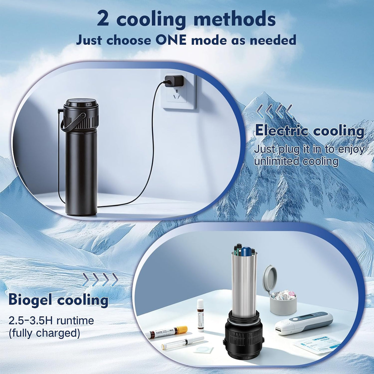 Sendowtek Insulin Electric Cooler Cup Case USB Powered Travel Battery Powered Cooler Cup for Medication 35-68℉ Temp Range, TSA Approved Wireless/Wired Usage Portable Mini Cooling Fridge
